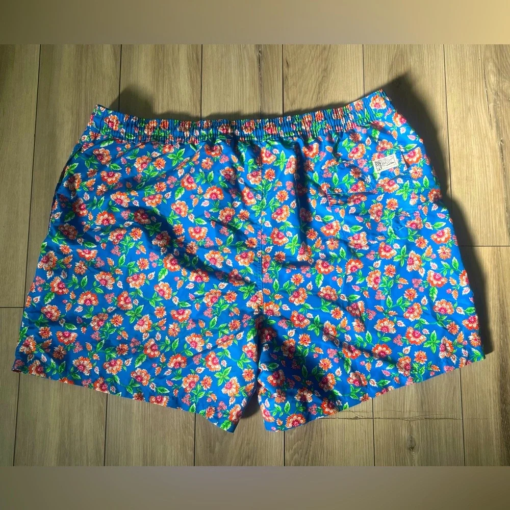 Polo Ralph Lauren Blue Floral Pattern Traveler Swim Trunks men’s 4XB
